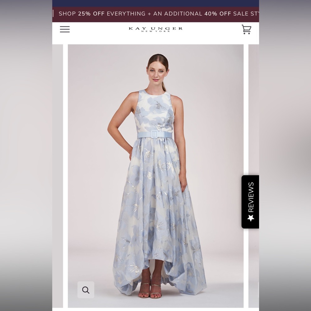Kay Unger Vivian Light Blue Floral Gown